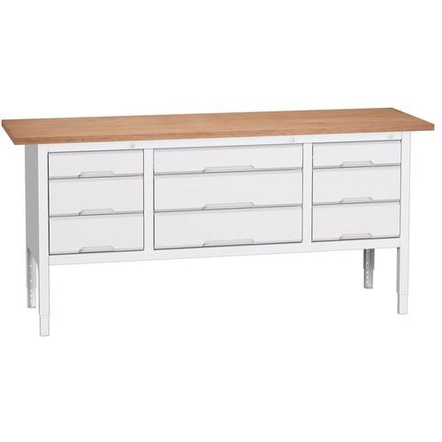 Dílenské stoly Bott Verso Storage, 83-93 x 200 x 60 cm, různá vybavení, multiplex