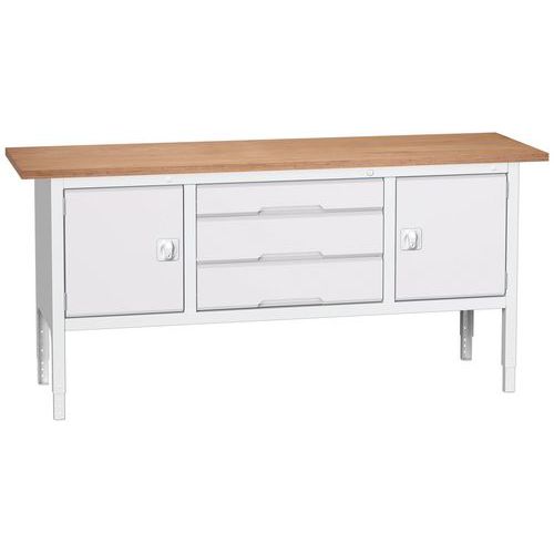 Dílenské stoly Bott Verso Storage, 83-93 x 200 x 60 cm, různá vybavení, multiplex
