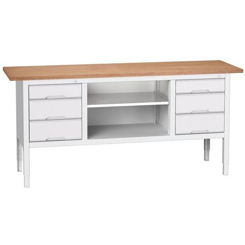 Dílenské stoly Bott Verso Storage, 83-93 x 200 x 60 cm, různá vybavení, multiplex