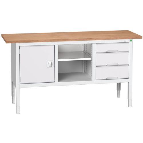 Dílenské stoly Bott Verso Storage, 83-93 x 175 x 60 cm, různá vybavení, multiplex