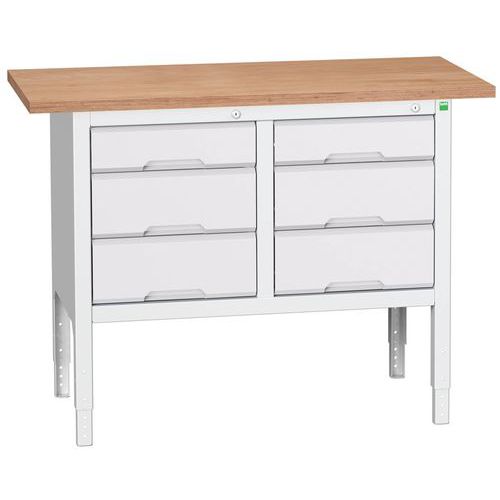 Dílenské stoly Bott Verso Storage, 83-93 x 125 x 60 cm, různá vybavení, multiplex