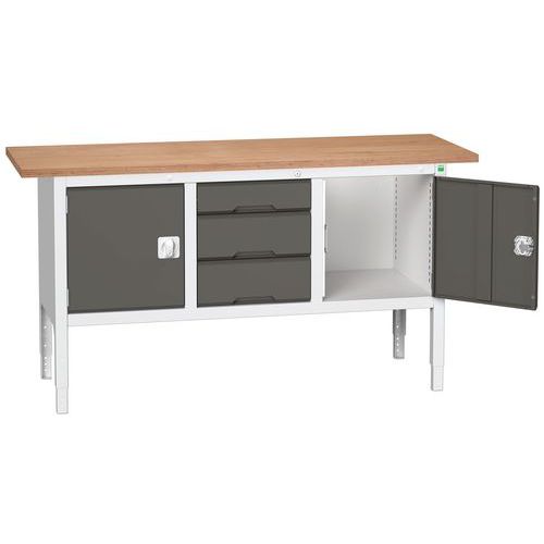 Dílenské stoly Bott Verso Storage, 83-93 x 175 x 60 cm, různá vybavení, multiplex