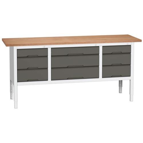 Dílenské stoly Bott Verso Storage, 83-93 x 200 x 60 cm, různá vybavení, multiplex
