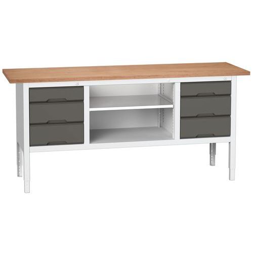 Dílenské stoly Bott Verso Storage, 83-93 x 200 x 60 cm, různá vybavení, multiplex