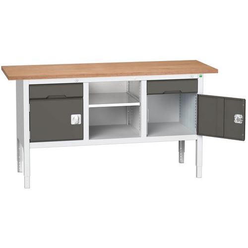 Dílenské stoly Bott Verso Storage, 83-93 x 175 x 60 cm, různá vybavení, multiplex