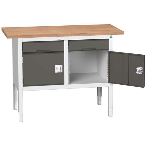 Dílenské stoly Bott Verso Storage, 83-93 x 125 x 60 cm, různá vybavení, multiplex