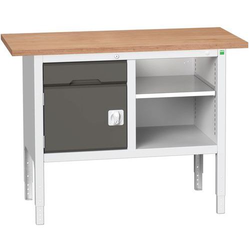 Dílenské stoly Bott Verso Storage, 83-93 x 125 x 60 cm, různá vybavení, multiplex