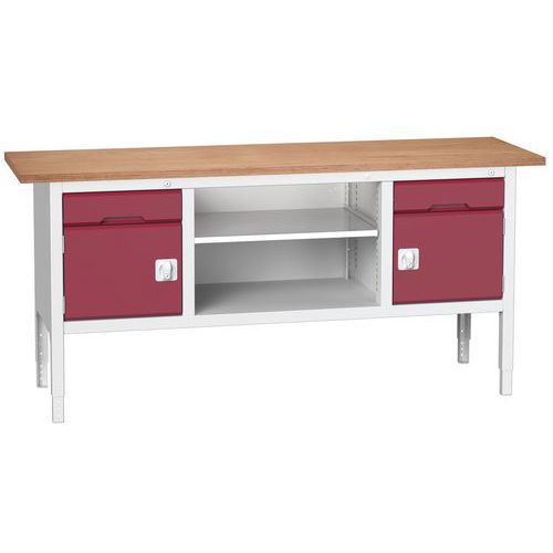 Dílenské stoly Bott Verso Storage, 83-93 x 200 x 60 cm, různá vybavení, multiplex