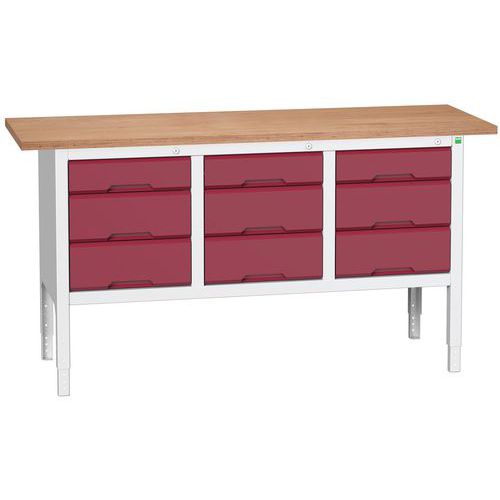 Dílenské stoly Bott Verso Storage, 83-93 x 175 x 60 cm, různá vybavení, multiplex