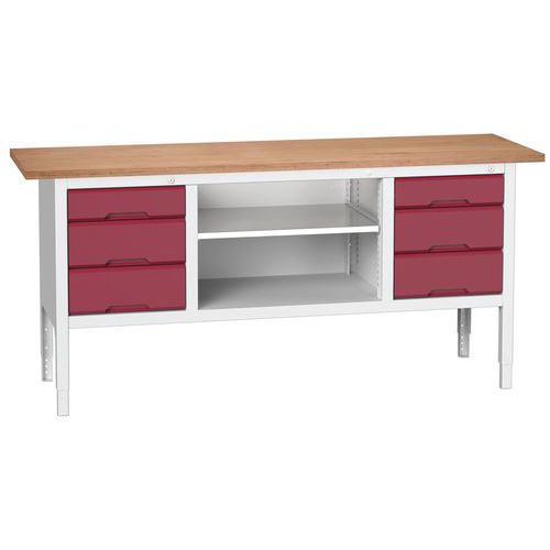 Dílenské stoly Bott Verso Storage, 83-93 x 200 x 60 cm, různá vybavení, multiplex