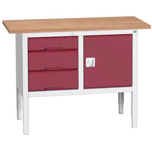 Dílenské stoly Bott Verso Storage, 83-93 x 125 x 60 cm, různá vybavení, multiplex