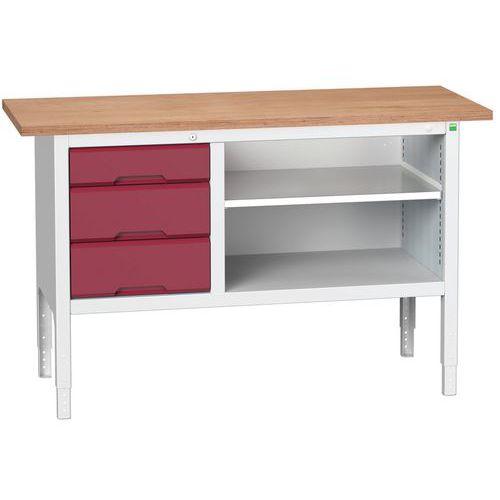 Dílenské stoly Bott Verso Storage, 83-93 x 150 x 60 cm, různá vybavení, multiplex