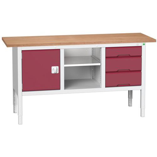 Dílenské stoly Bott Verso Storage, 83-93 x 175 x 60 cm, různá vybavení, multiplex