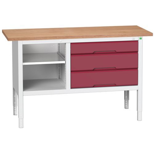 Dílenské stoly Bott Verso Storage, 83-93 x 150 x 60 cm, různá vybavení, multiplex