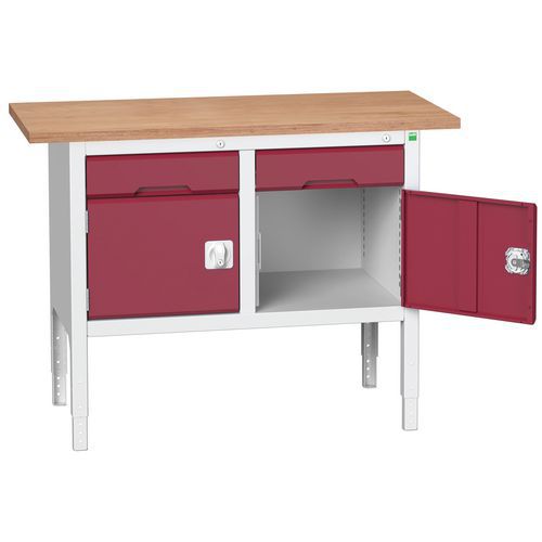 Dílenské stoly Bott Verso Storage, 83-93 x 125 x 60 cm, různá vybavení, multiplex