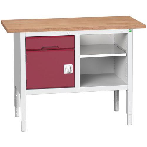 Dílenské stoly Bott Verso Storage, 83-93 x 125 x 60 cm, různá vybavení, multiplex