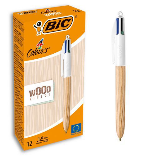 Sada 12 čtyřbarevných zasouvacích per 4 Couleurs Wood Style - BIC