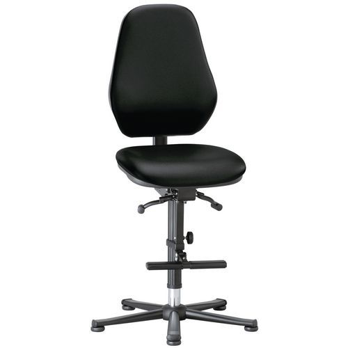 Pracovní laboratorní židle Bimos Basic 9131, 9136 a 9137 s kluzáky, s podnožkou, černá