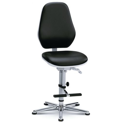 Pracovní antistatické ESD židle Bimos 9143 a 9146 s podnožkou, kluzáky, černá
