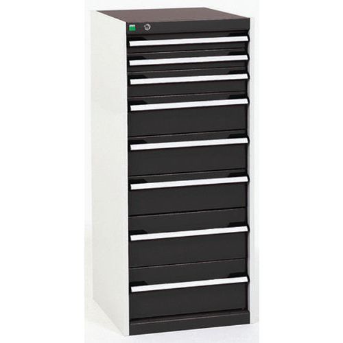 Dílenské zásuvkové skříně Bott Cubio, 120 x 52,5 x 52,5-65 cm, 8 zásuvek