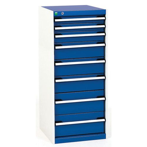 Dílenské zásuvkové skříně Bott Cubio, 120 x 52,5 x 52,5-65 cm, 8 zásuvek