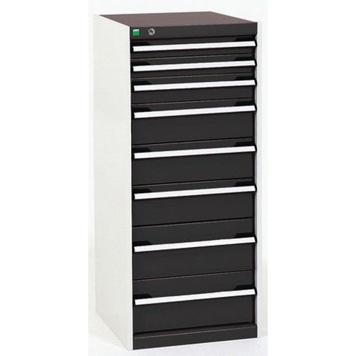 Dílenské zásuvkové skříně Bott Cubio, 120 x 52,5 x 52,5-65 cm, 8 zásuvek