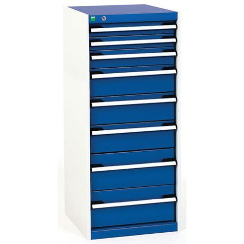 Dílenské zásuvkové skříně Bott Cubio, 120 x 52,5 x 52,5-65 cm, 8 zásuvek