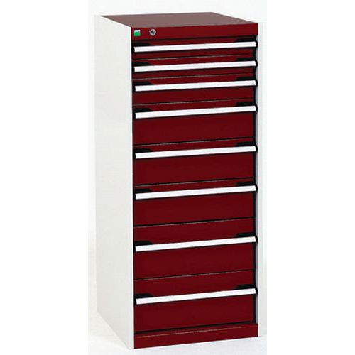 Dílenské zásuvkové skříně Bott Cubio, 120 x 52,5 x 52,5-65 cm, 8 zásuvek