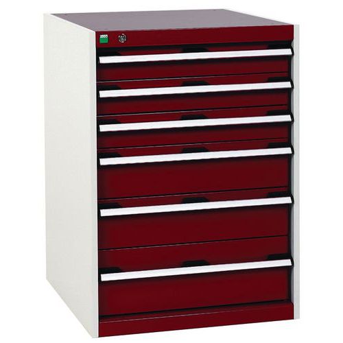 Dílenské zásuvkové skříně Bott Cubio, 90 x 65 x 52,5-75 cm, 6 zásuvek