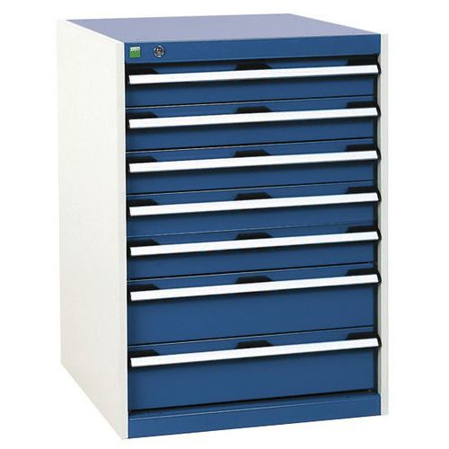 Dílenské zásuvkové skříně Bott Cubio, 90 x 65 x 52,5-75 cm, 7 zásuvek