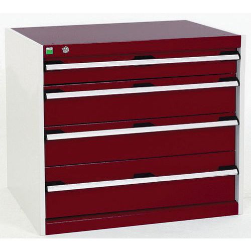 Dílenské zásuvkové skříně Bott Cubio, 70 x 80 x 52,5-75 cm, 4 zásuvky