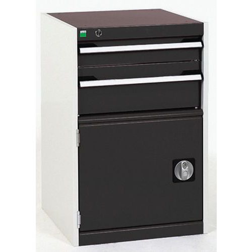 Dílenské zásuvkové skříně Bott Cubio, 80 x 52,5 x 52,5-65 cm, 2 zásuvky, 1 skříňka