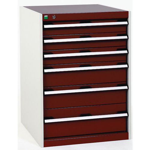 Dílenské zásuvkové skříně Bott Cubio, 90 x 65 x 52,5-75 cm, 6 zásuvek
