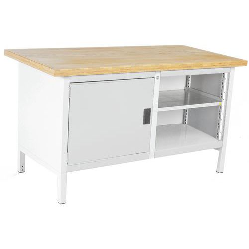 Dílenský stůl Bott Cubio Storage, 84 x 150 x 75 cm, 1 skříňka, otevřená část s policí, linoleum/multiplex