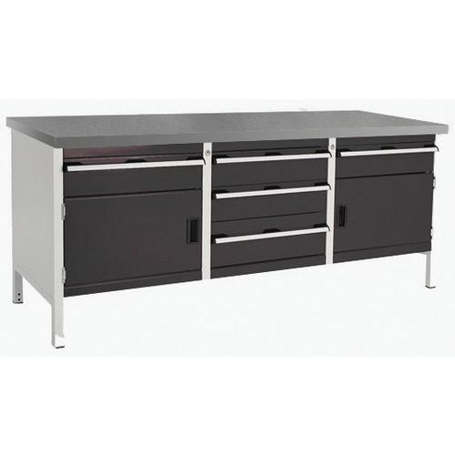 Dílenský stůl Bott Cubio Storage, 84 x 200 x 75 cm, 2 skříňky, 5 zásuvek, multiplex/linoleum