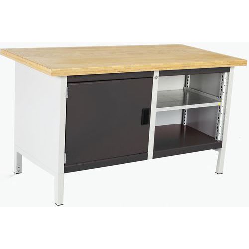 Dílenský stůl Bott Cubio Storage, 84 x 150 x 75 cm, 1 skříňka, otevřená část s policí, linoleum/multiplex