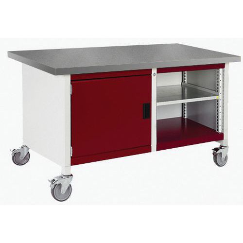 Mobilní dílenský stůl Bott Cubio Storage, 84 x 150 x 75 cm, skříňka, otevřený prostor s policí