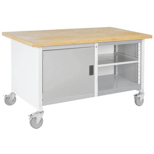 Mobilní dílenský stůl Bott Cubio Storage, 84 x 150 x 75 cm, skříňka, otevřený prostor s policí