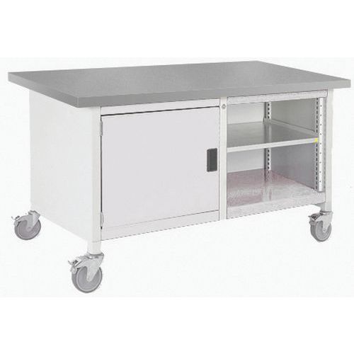 Mobilní dílenský stůl Bott Cubio Storage, 84 x 150 x 75 cm, skříňka, otevřený prostor s policí