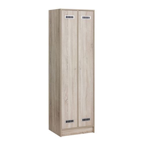 Dřevěné šatní skříně Tony, 2 oddíly, cylindrický zámek Dřevěné šatní skříně Tony, 2 oddíly, cylindrický zámek
