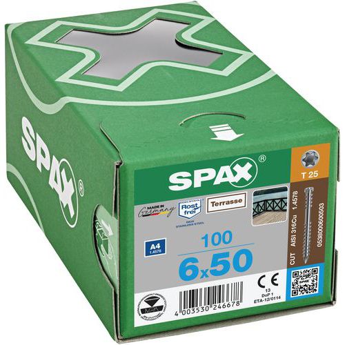 Vruty do dřeva s válcovou hlavou Spax TX Terrasse ø 6 mm