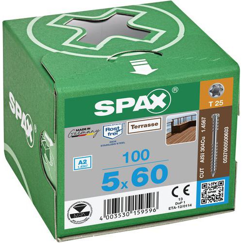 Vruty do dřeva s válcovou hlavou Spax TX Terrasse ø 5 mm