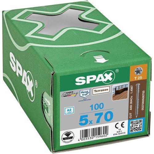 Vruty do dřeva s válcovou hlavou Spax TX Terrasse ø 5 mm