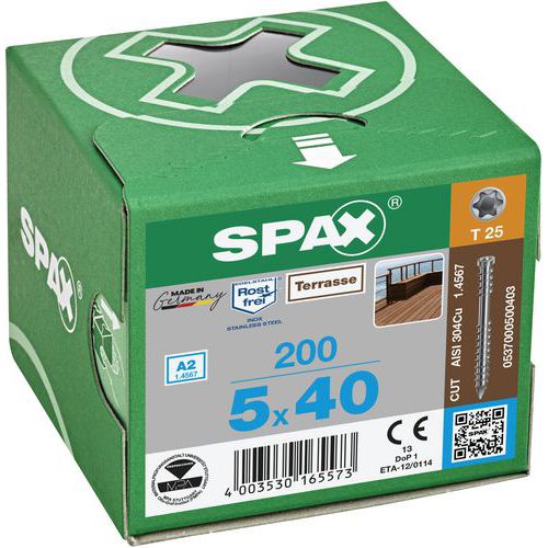 Vruty do dřeva s válcovou hlavou Spax TX Terrasse ø 5 mm