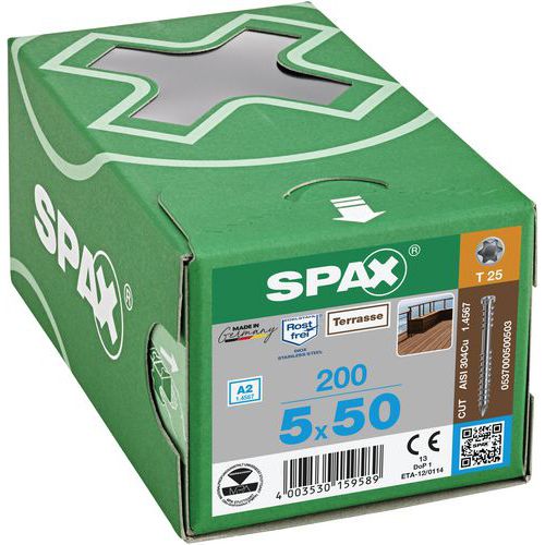 Vruty do dřeva s válcovou hlavou Spax TX Terrasse ø 5 mm