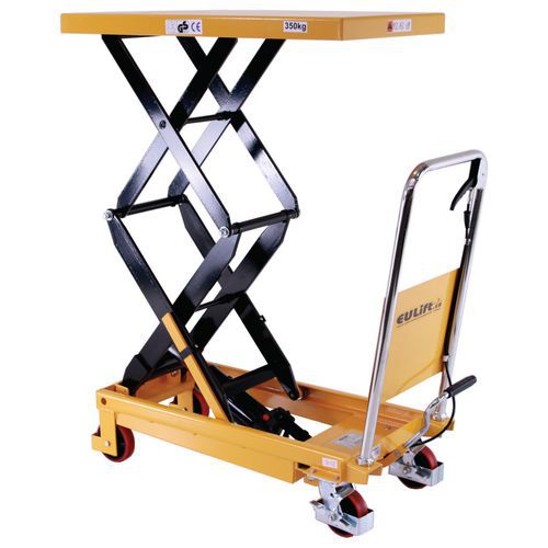 Mobilní hydraulický zvedací stůl, do 350 kg, deska 91 x 50 cm Mobilní hydraulický zvedací stůl, do 350 kg, deska 91 x 50 cm
