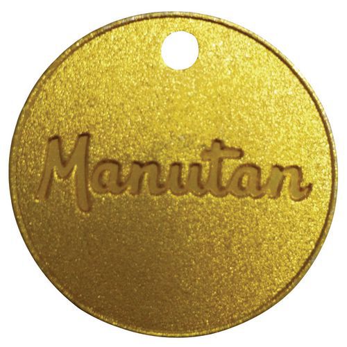 Mosazný žeton Manutan Expert, průměr 30 mm, číslovaný 001 - 100