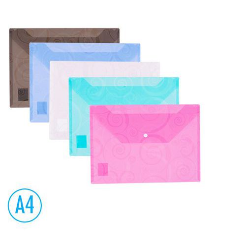 Obal spisový s klopou a drukem DELI A4 ORNAMENT klopa zkosená, mix, 10ks Obal spisový s klopou a drukem DELI A4 ORNAMENT klopa zkosená, mix, 10ks