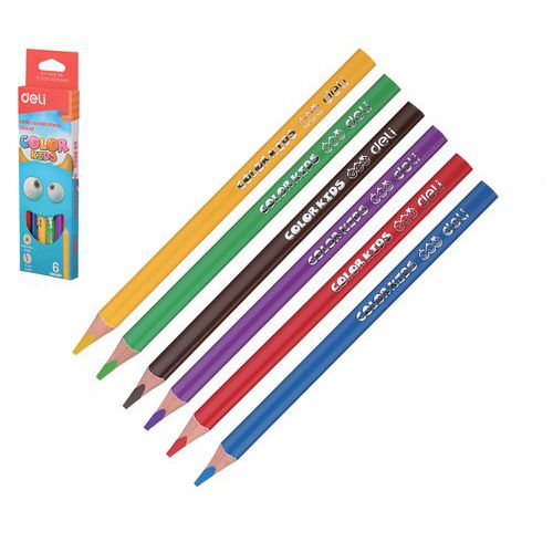 Pastelky DELI trojhranné JUMBO 6 barev Color Kids