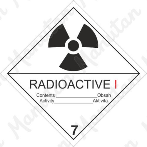 Výstražné ADR tabulky - Radioaktivní látka kat. I. č. 7A